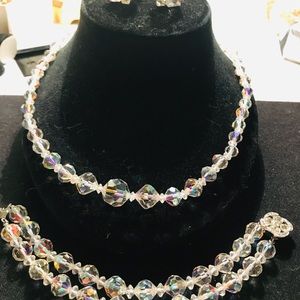 Crystal Necklace, Bracelet, Earrings Set